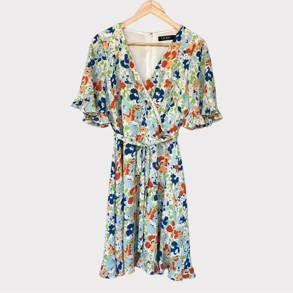 Lauren Ralph Lauren Faux Wrap Dress - Size 8 - EUC - Picture 2 of 11